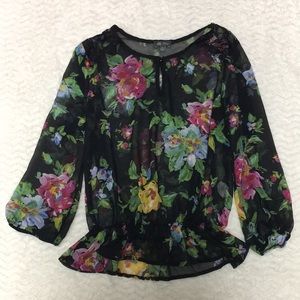 Floral Sheer Lace Shirt - Small